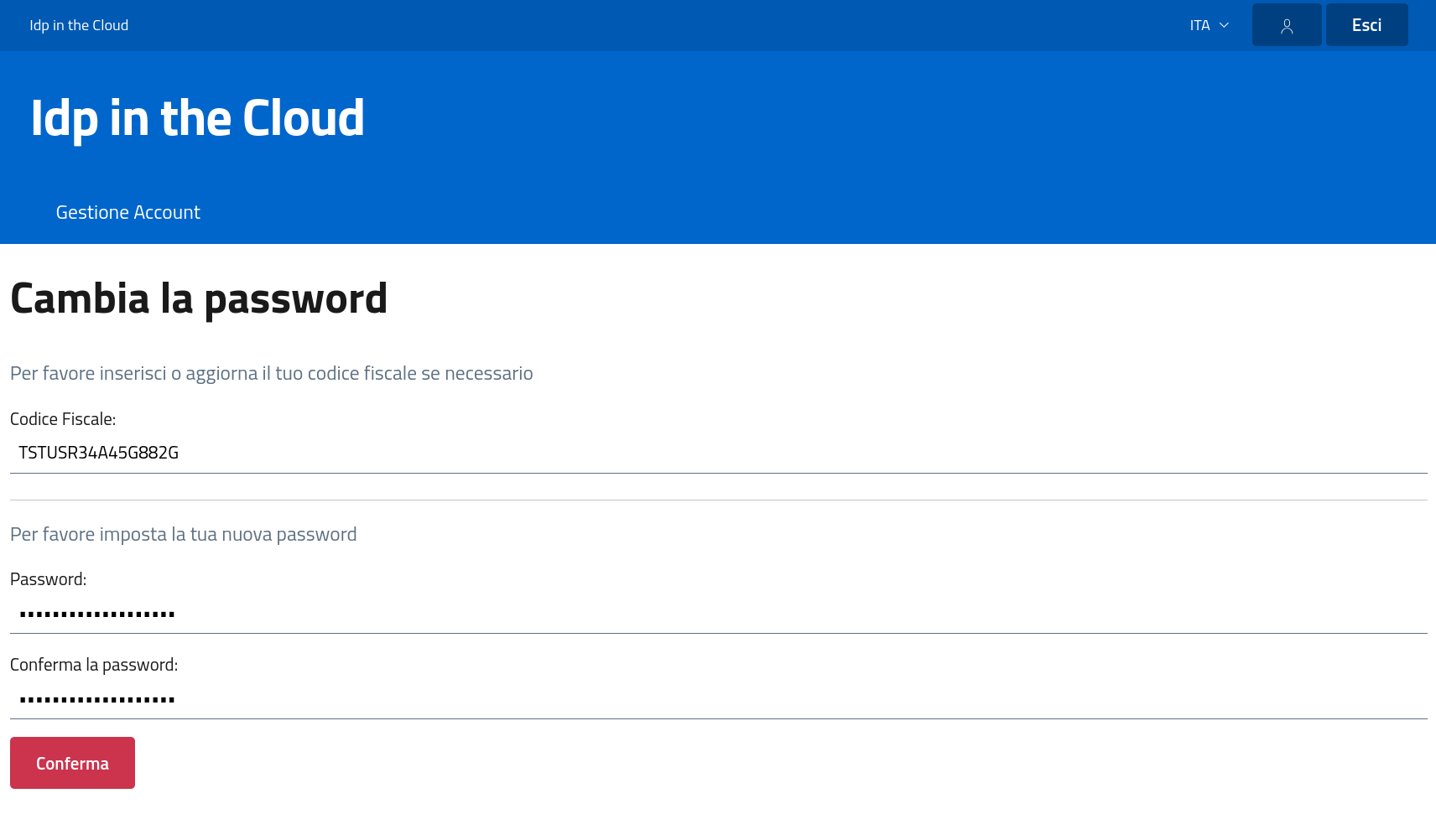 Complete fields to activate account